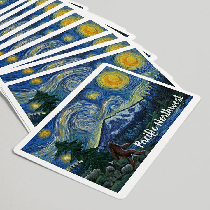 Playing Cards, Pacific Northwest, Bigfoot, Starry Night, 52 Card Deck with Jokers in Box, Unique Art Cards Lantern Press 