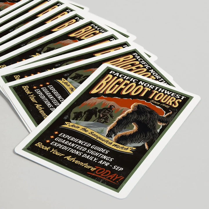 Playing Cards, Pacific Northwest, Bigfoot Tours, Vintage Sign, 52 Card Deck with Jokers in Box, Unique Art Cards Lantern Press 