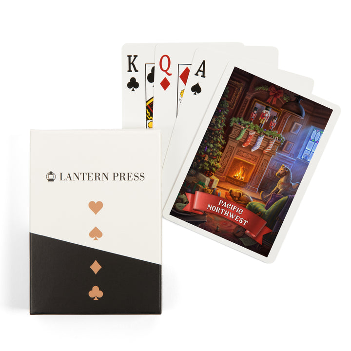 Playing Cards, Pacific Northwest, Christmas Morning, 52 Card Deck with Jokers in Box, Unique Art Cards Lantern Press 
