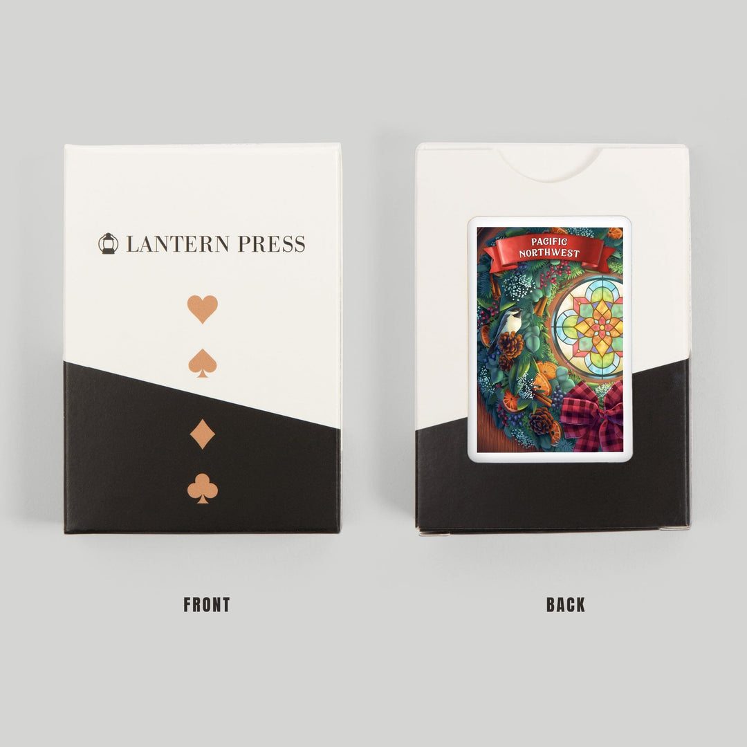 Playing Cards, Pacific Northwest, Front Door with Wreath, 52 Card Deck with Jokers in Box, Unique Art Cards Lantern Press 
