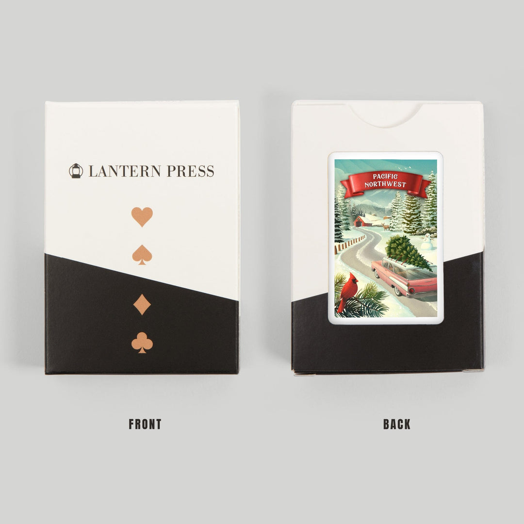 Playing Cards, Pacific Northwest, Holiday Tradition, 52 Card Deck with Jokers in Box, Unique Art Cards Lantern Press 