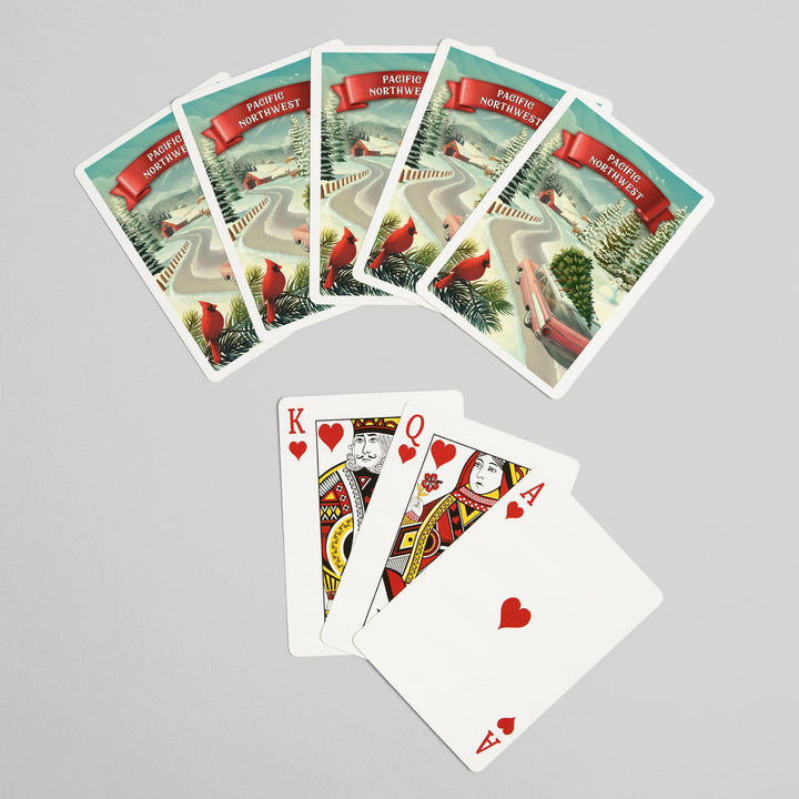 Playing Cards, Pacific Northwest, Holiday Tradition, 52 Card Deck with Jokers in Box, Unique Art Cards Lantern Press 