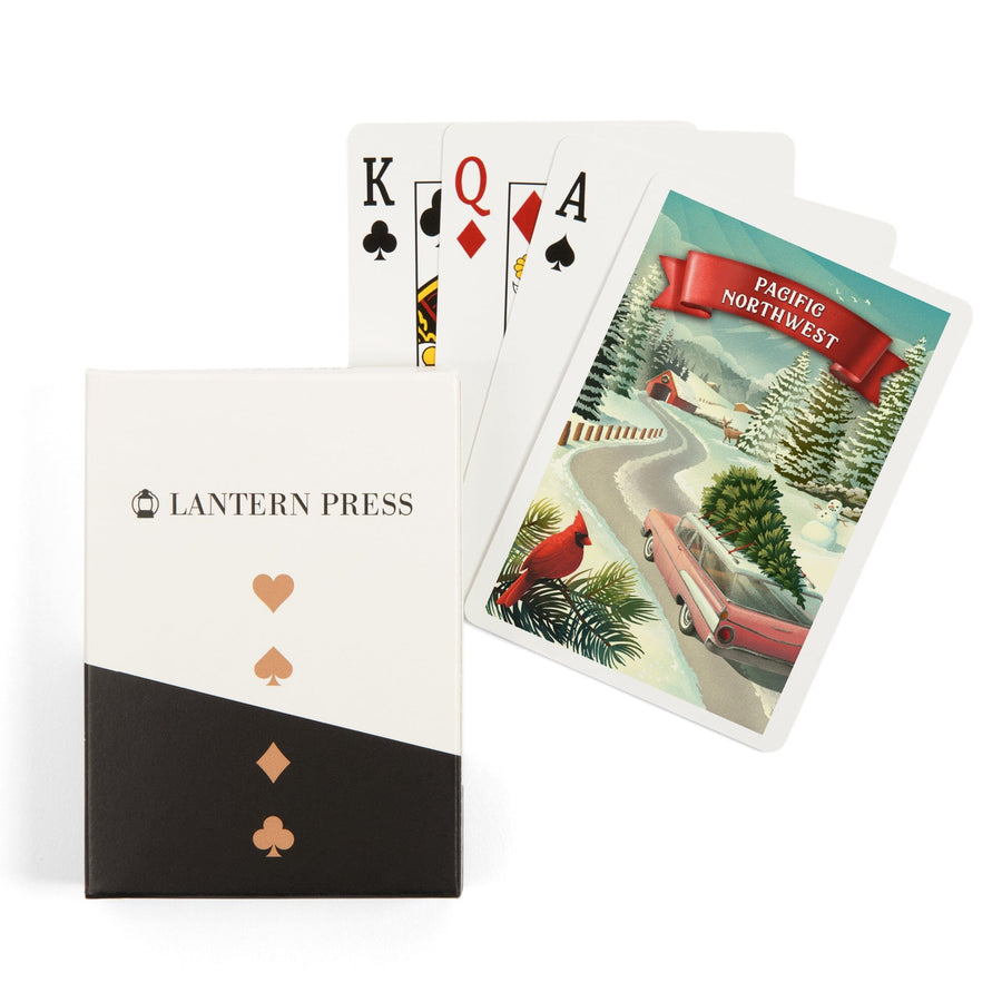 Playing Cards, Pacific Northwest, Holiday Tradition, 52 Card Deck with Jokers in Box, Unique Art Cards Lantern Press 