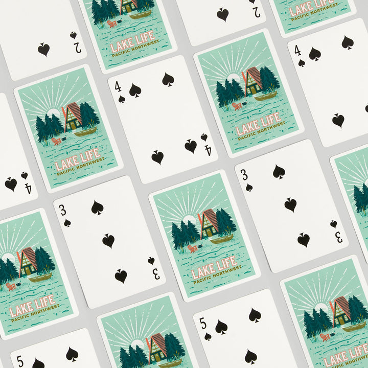 Playing Cards, Pacific Northwest, Lake Life Series, Lake Life, 52 Card Deck with Jokers in Box, Unique Art Cards Lantern Press 