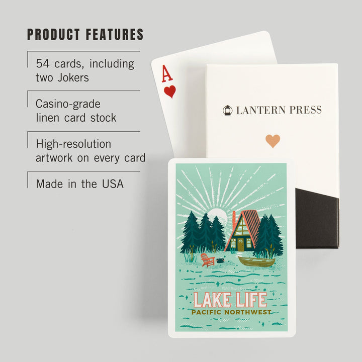 Playing Cards, Pacific Northwest, Lake Life Series, Lake Life, 52 Card Deck with Jokers in Box, Unique Art Cards Lantern Press 
