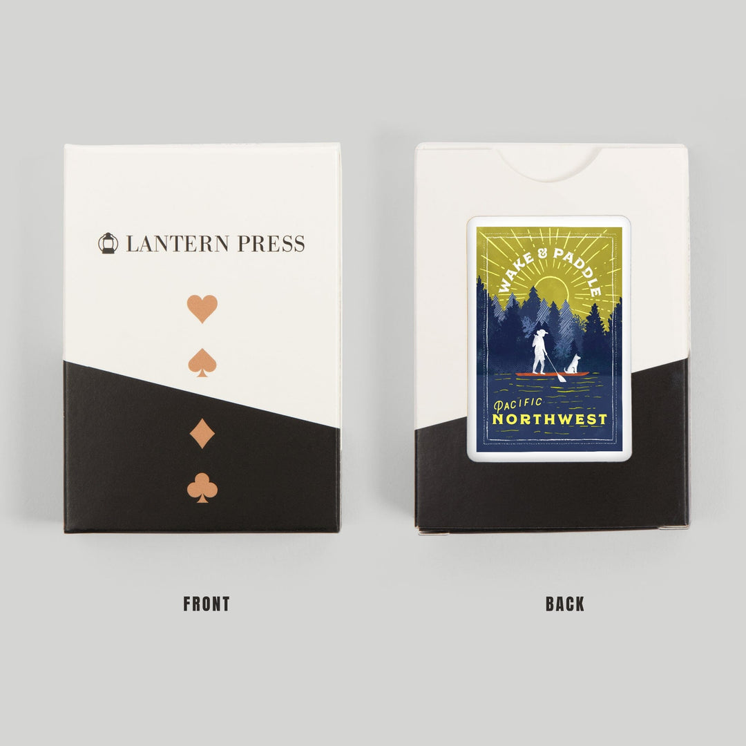 Playing Cards, Pacific Northwest, Lake Life Series, Wake and Paddle, Landscape with Trees, 52 Card Deck with Jokers in Box, Unique Art Cards Lantern Press 