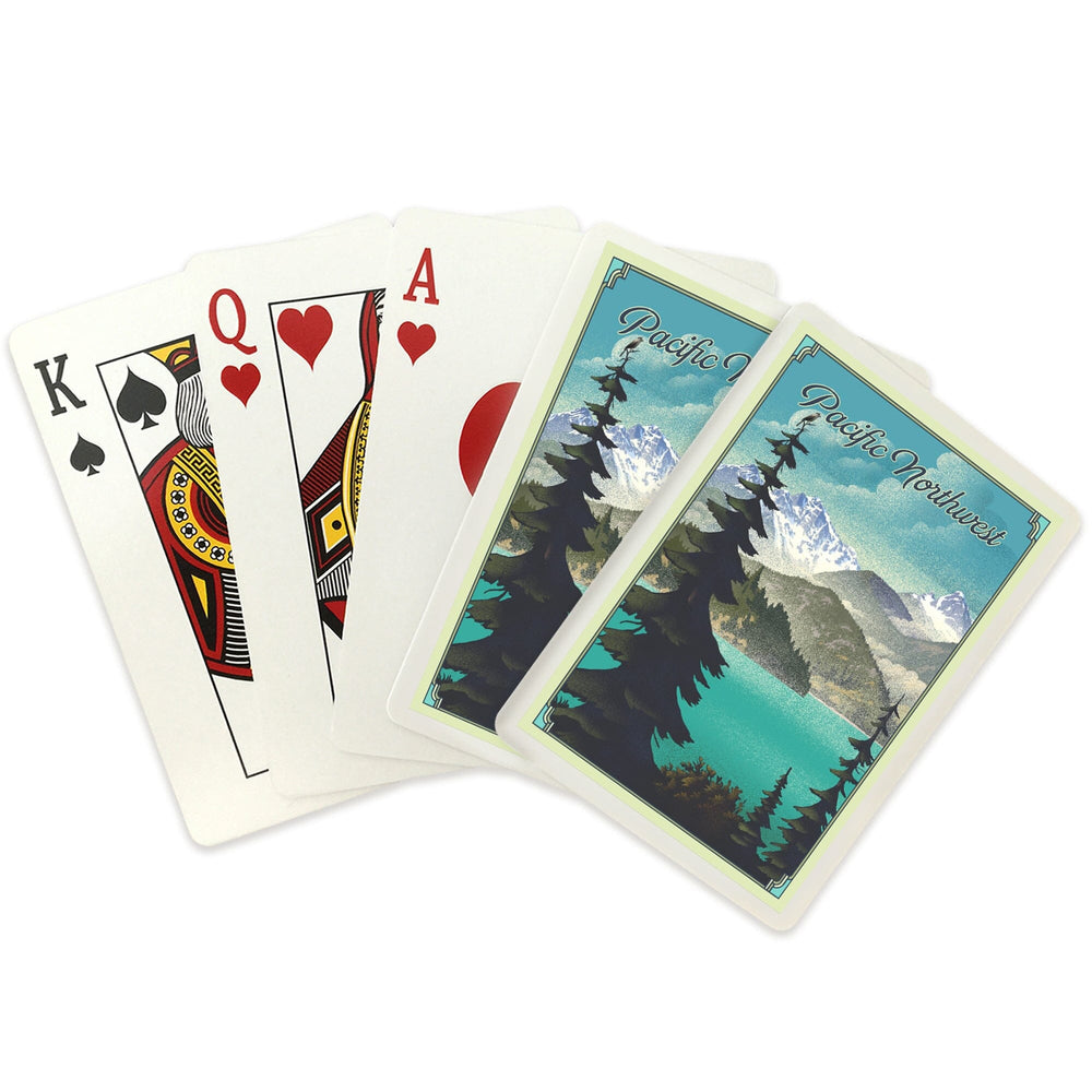 Playing Cards, Pacific Northwest, Lake Lithograph, 52 Card Deck with Jokers in Box, Unique Art Cards Lantern Press 