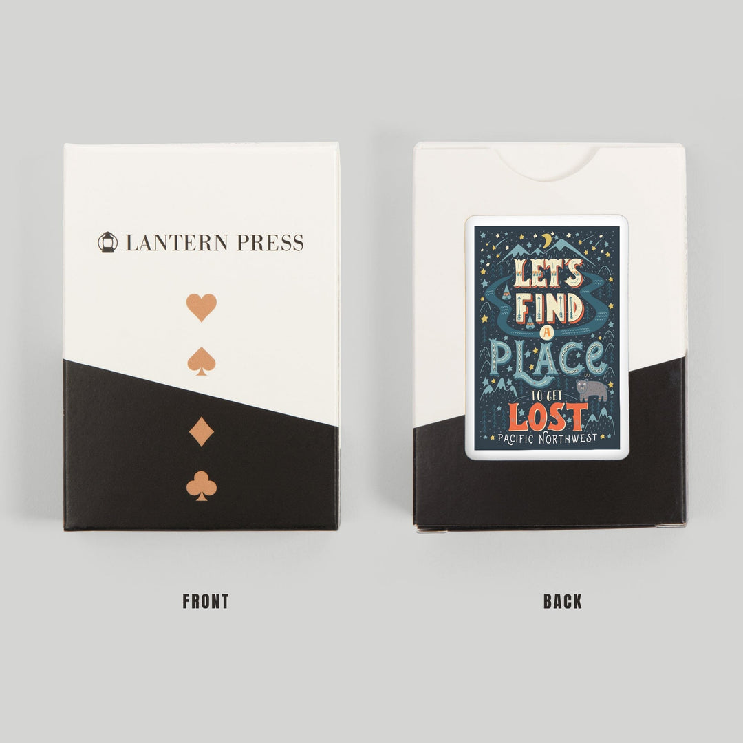 Playing Cards, Pacific Northwest, Let's Find a Place to Get Lost, 52 Card Deck with Jokers in Box, Unique Art Cards Lantern Press 