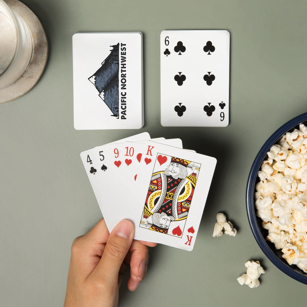 Playing Cards, Pacific Northwest, Mountains, Icon, 52 Card Deck with Jokers in Box, Unique Art Cards Lantern Press 