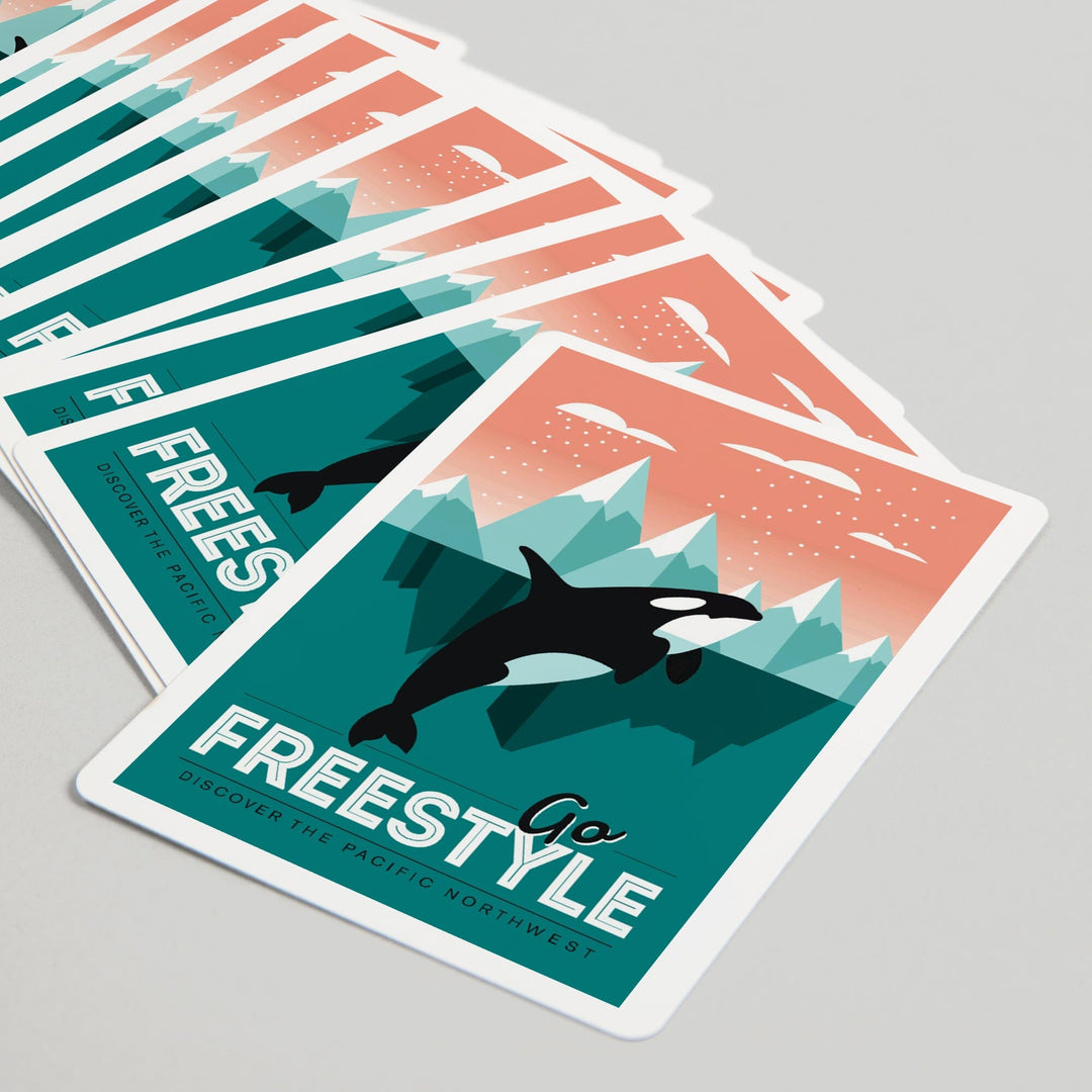 Playing Cards, Pacific Northwest, Orca Whale, Go Freestyle, 52 Card Deck with Jokers in Box, Unique Art Cards Lantern Press 