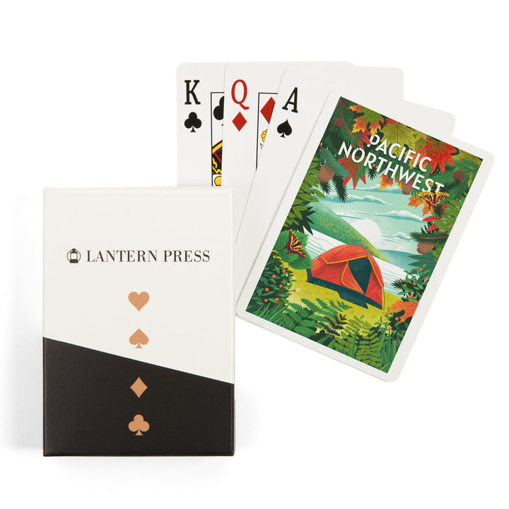Playing Cards, Pacific Northwest, Peek That View, Tent Camping, Fall Colors, 52 Card Deck with Jokers in Box, Unique Art Cards Lantern Press 