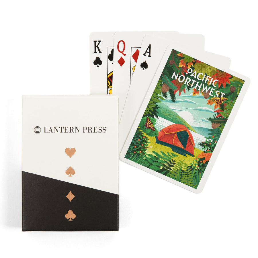 Playing Cards, Pacific Northwest, Peek That View, Tent Camping, Fall Colors, 52 Card Deck with Jokers in Box, Unique Art Cards Lantern Press 