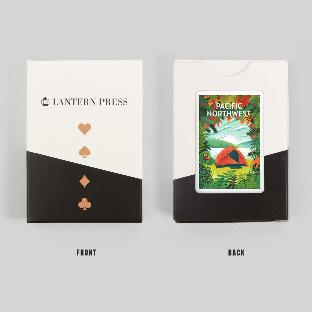 Playing Cards, Pacific Northwest, Peek That View, Tent Camping, Fall Colors, 52 Card Deck with Jokers in Box, Unique Art Cards Lantern Press 