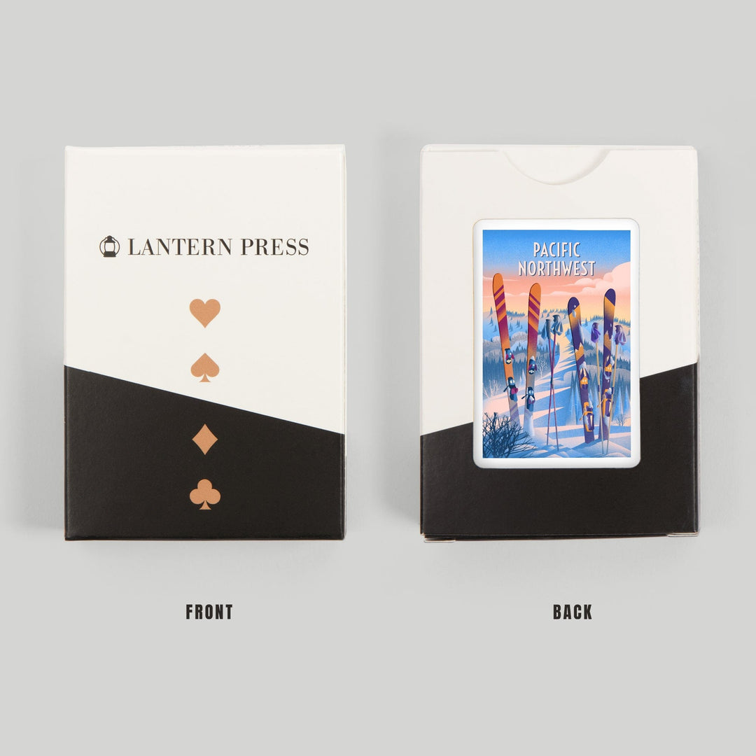 Playing Cards, Pacific Northwest, Prepare for Takeoff, Skis in Snowbank, 52 Card Deck with Jokers in Box, Unique Art Cards Lantern Press 