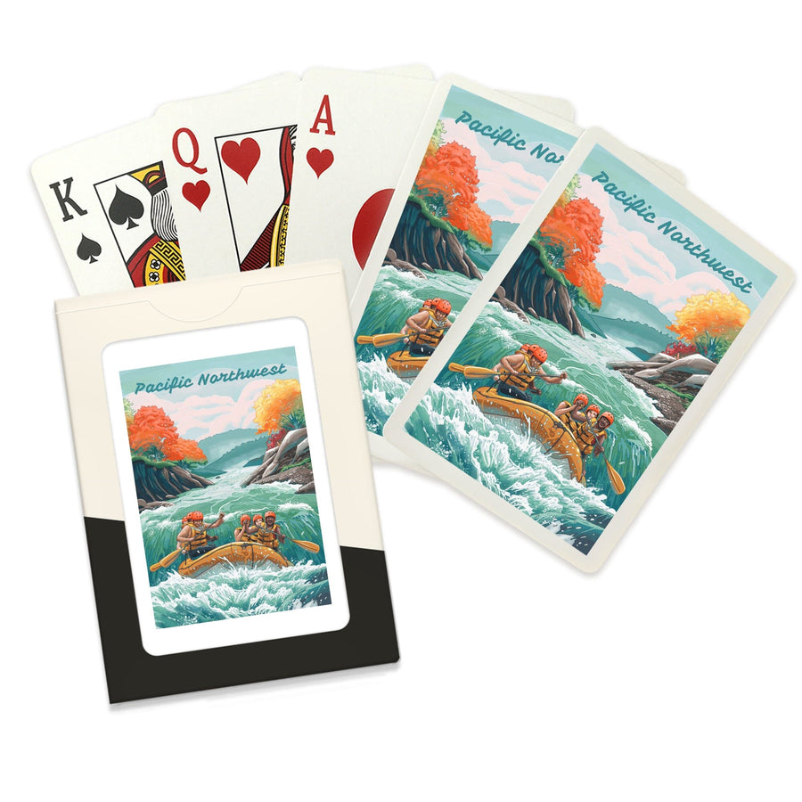 Playing Cards, Pacific Northwest, Seek Adventure, River Rafting, 52 Card Deck with Jokers in Box, Unique Art Cards Lantern Press 