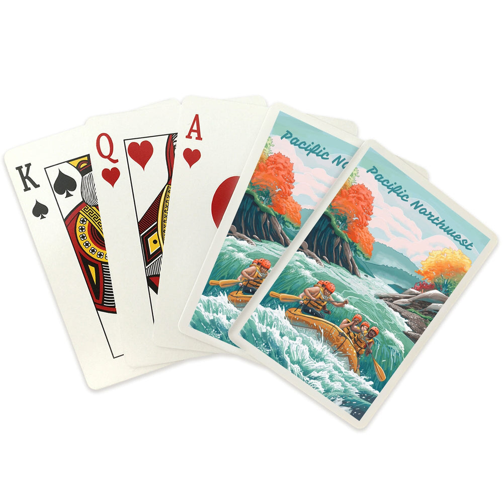 Playing Cards, Pacific Northwest, Seek Adventure, River Rafting, 52 Card Deck with Jokers in Box, Unique Art Cards Lantern Press 