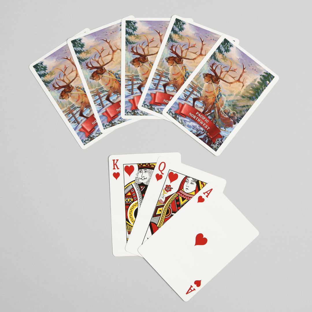 Playing Cards, Pacific Northwest, Sleigh Ride, 52 Card Deck with Jokers in Box, Unique Art Cards Lantern Press 