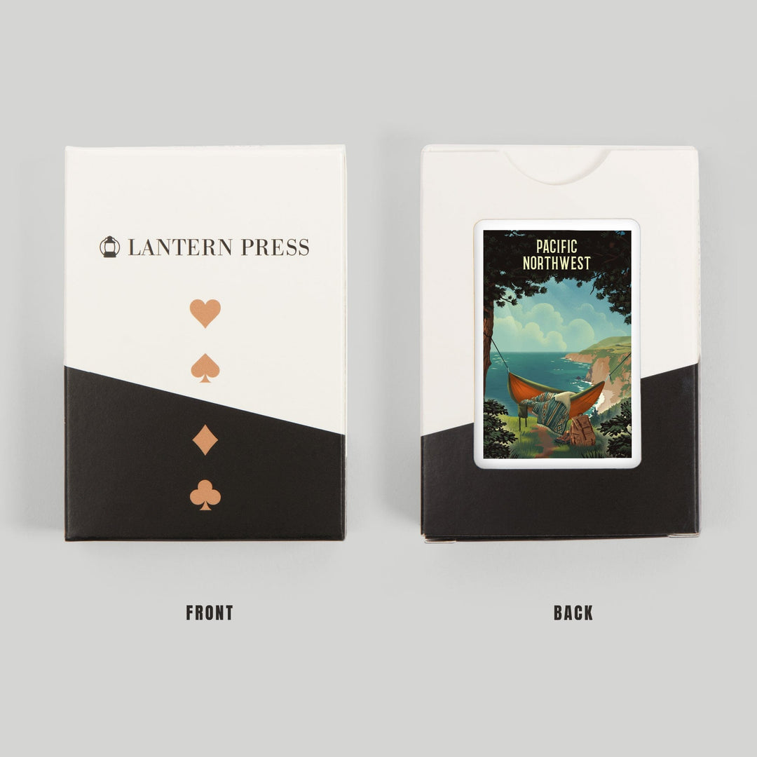Playing Cards, Pacific Northwest, Today's Office, Coastal Series, Hammock on Beach, 52 Card Deck with Jokers in Box, Unique Art Cards Lantern Press 