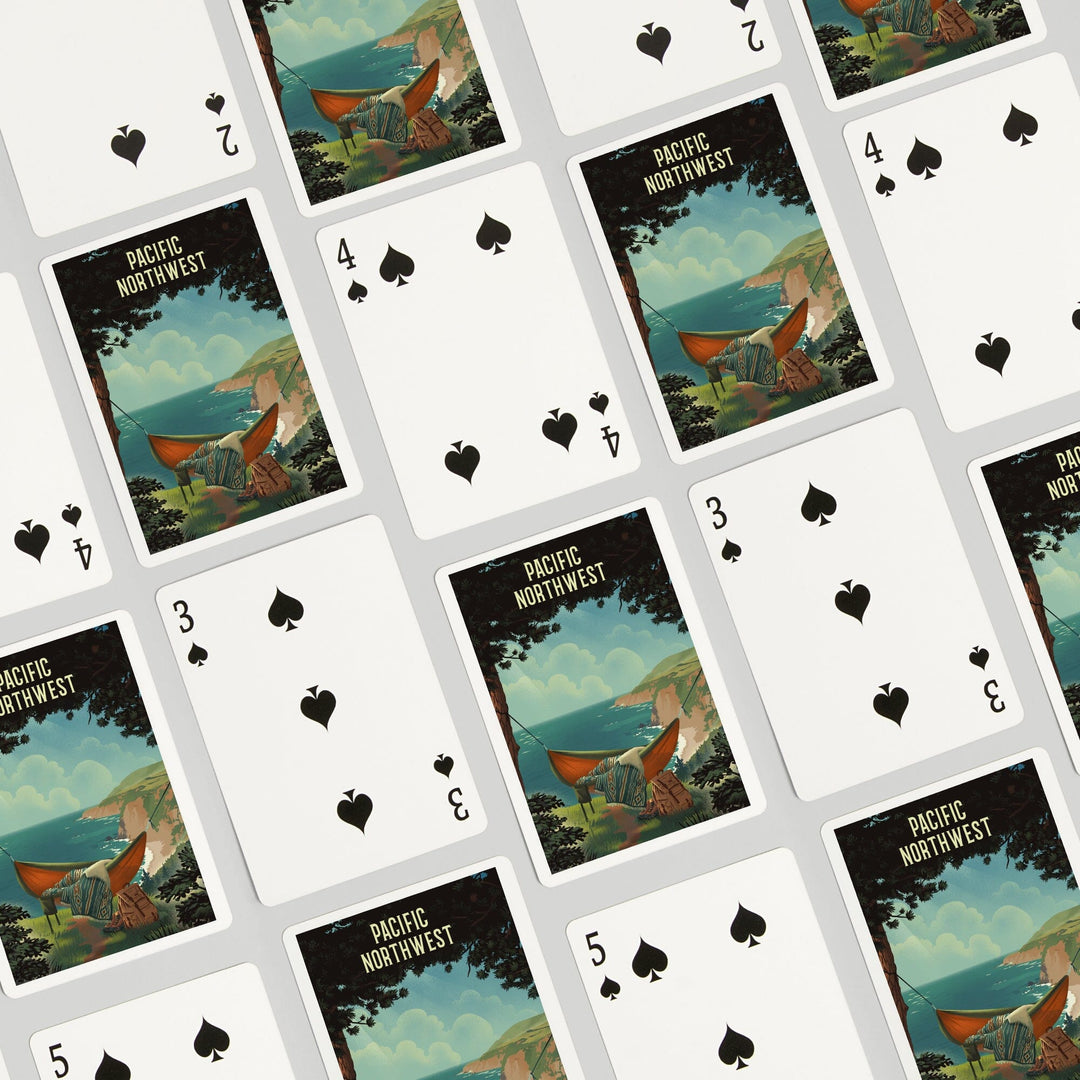 Playing Cards, Pacific Northwest, Today's Office, Coastal Series, Hammock on Beach, 52 Card Deck with Jokers in Box, Unique Art Cards Lantern Press 