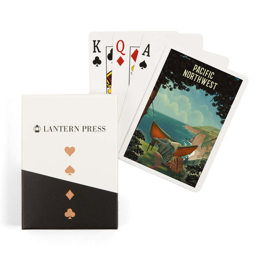 Playing Cards, Pacific Northwest, Today's Office, Coastal Series, Hammock on Beach, 52 Card Deck with Jokers in Box, Unique Art Cards Lantern Press 