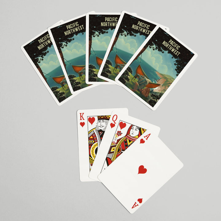 Playing Cards, Pacific Northwest, Today's Office, Coastal Series, Hammock on Beach, 52 Card Deck with Jokers in Box, Unique Art Cards Lantern Press 