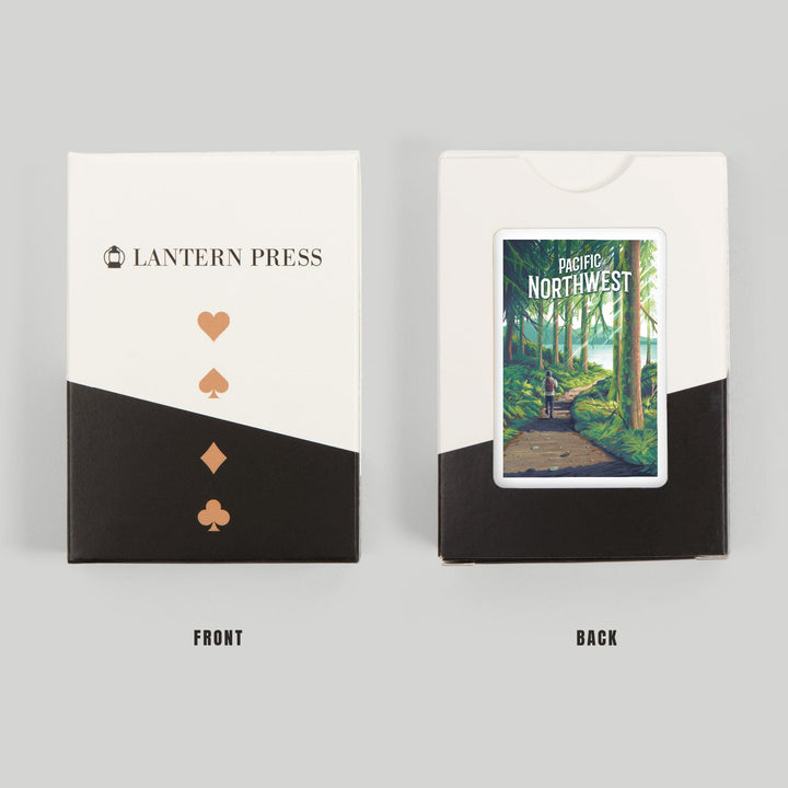 Playing Cards, Pacific Northwest, Walk In The Woods, Day Hike, 52 Card Deck with Jokers in Box, Unique Art Cards Lantern Press 