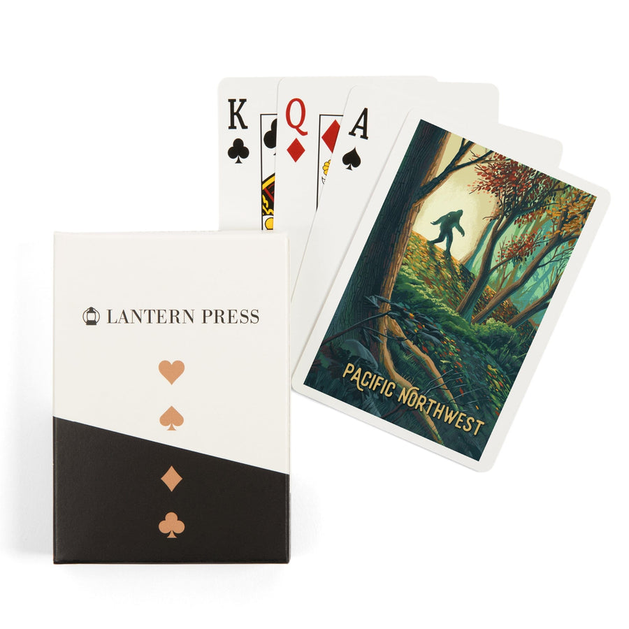 Playing Cards, Pacific Northwest, Wanderer, Bigfoot in Forest, 52 Card Deck with Jokers in Box, Unique Art Cards Lantern Press 