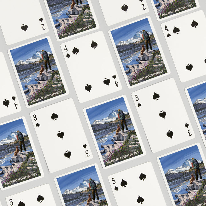 Playing Cards, Pacific Northwest, Washington, Painterly, Get Out and Hike, 52 Card Deck with Jokers in Box, Unique Art Cards Lantern Press 