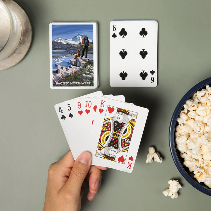 Playing Cards, Pacific Northwest, Washington, Painterly, Get Out and Hike, 52 Card Deck with Jokers in Box, Unique Art Cards Lantern Press 