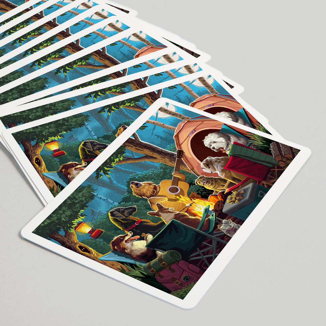 Playing Cards, Painterly, Pack Life, Dogs Around Campfire, 52 Card Deck with Jokers in Box, Unique Art Cards Lantern Press 