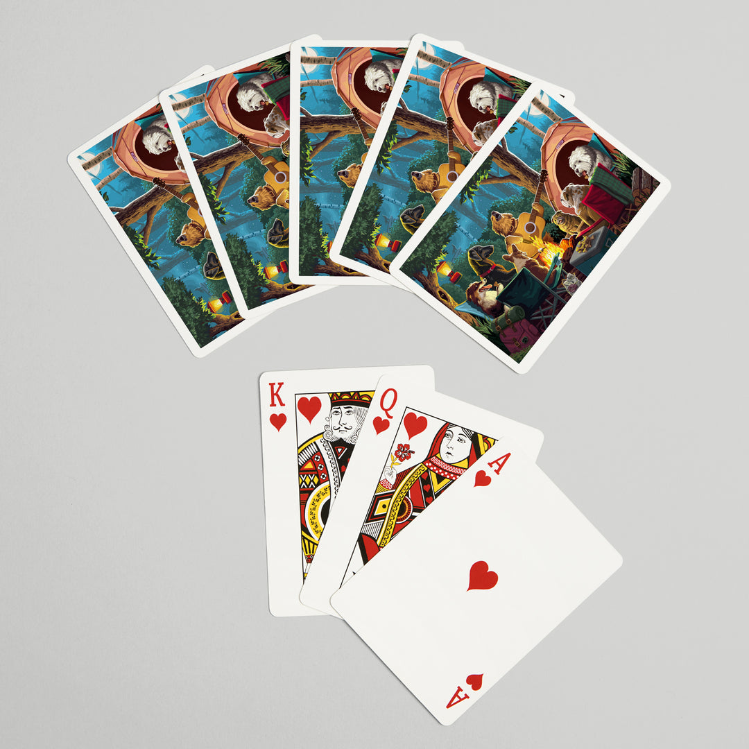 Playing Cards, Painterly, Pack Life, Dogs Around Campfire, 52 Card Deck with Jokers in Box, Unique Art Cards Lantern Press 