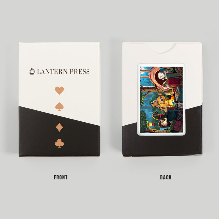 Playing Cards, Painterly, Pack Life, Dogs Around Campfire, 52 Card Deck with Jokers in Box, Unique Art Cards Lantern Press 