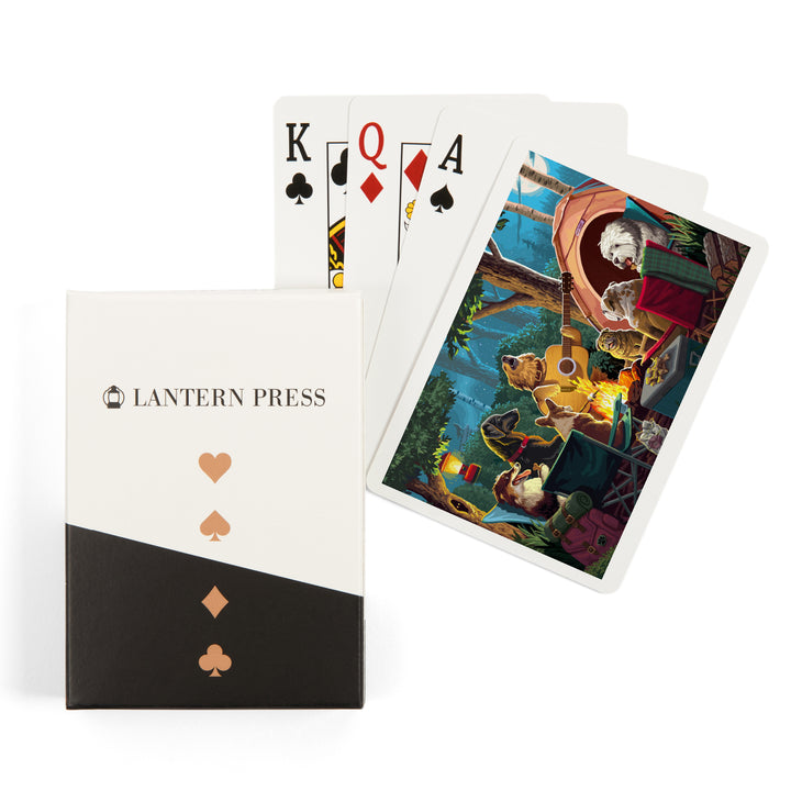 Playing Cards, Painterly, Pack Life, Dogs Around Campfire, 52 Card Deck with Jokers in Box, Unique Art Cards Lantern Press 