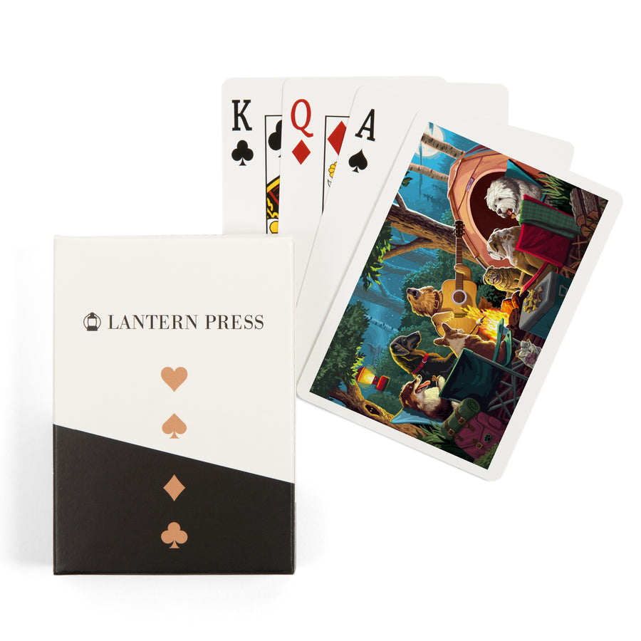 Playing Cards, Painterly, Pack Life, Dogs Around Campfire, 52 Card Deck with Jokers in Box, Unique Art Cards Lantern Press 