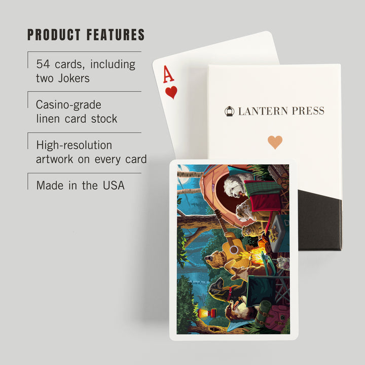 Playing Cards, Painterly, Pack Life, Dogs Around Campfire, 52 Card Deck with Jokers in Box, Unique Art Cards Lantern Press 