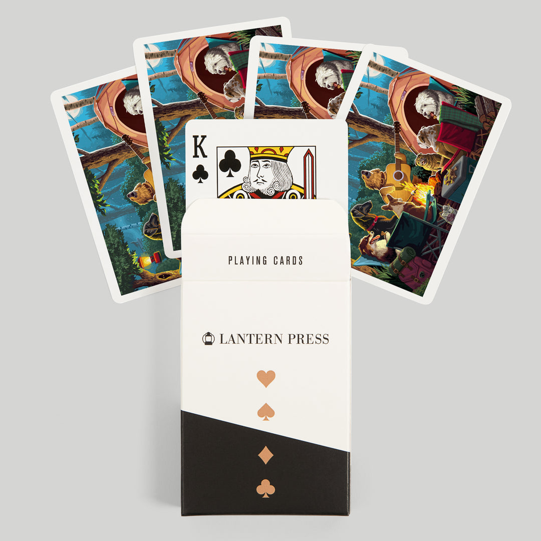 Playing Cards, Painterly, Pack Life, Dogs Around Campfire, 52 Card Deck with Jokers in Box, Unique Art Cards Lantern Press 