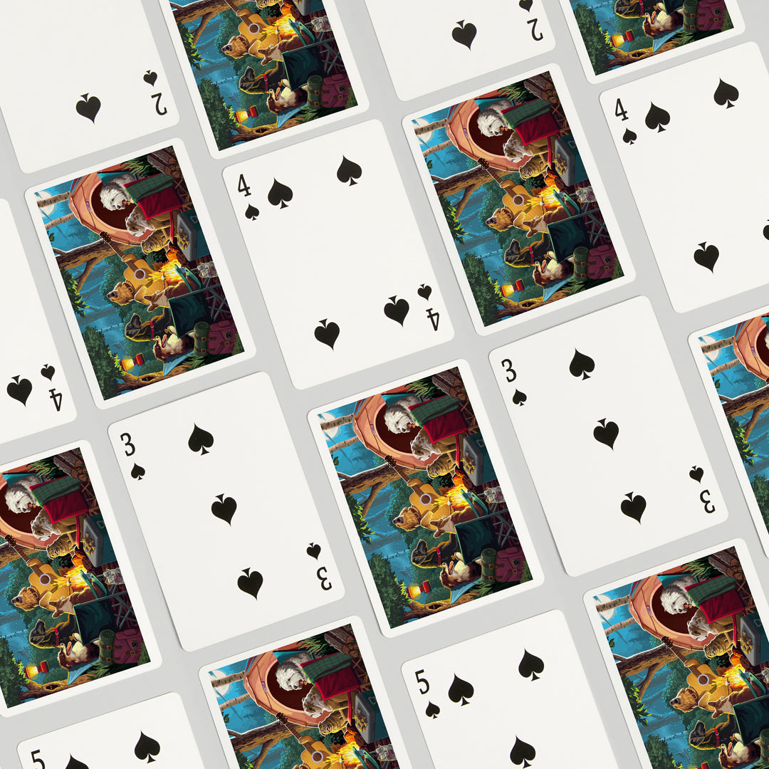 Playing Cards, Painterly, Pack Life, Dogs Around Campfire, 52 Card Deck with Jokers in Box, Unique Art Cards Lantern Press 