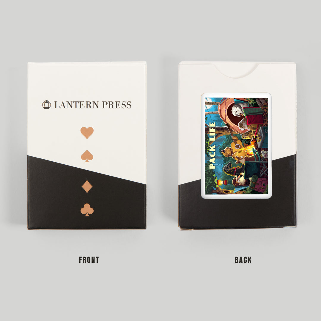 Playing Cards, Painterly, Pack Life, Dogs Around Campfire, Sentiment, 52 Card Deck with Jokers in Box, Unique Art Cards Lantern Press 