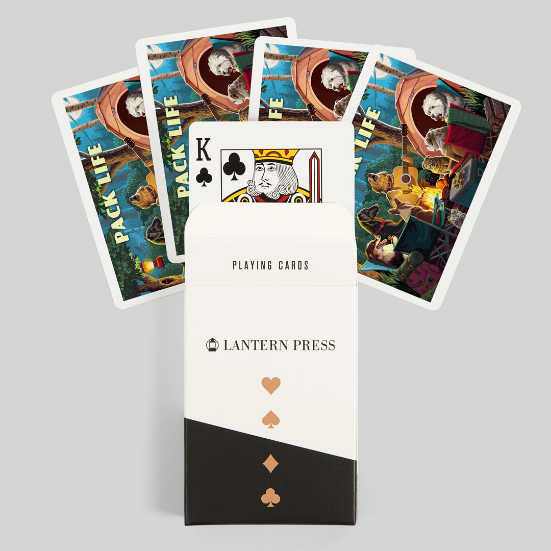 Playing Cards, Painterly, Pack Life, Dogs Around Campfire, Sentiment, 52 Card Deck with Jokers in Box, Unique Art Cards Lantern Press 