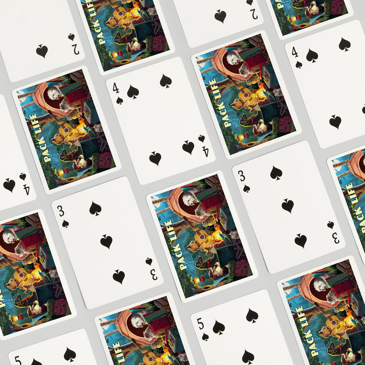 Playing Cards, Painterly, Pack Life, Dogs Around Campfire, Sentiment, 52 Card Deck with Jokers in Box, Unique Art Cards Lantern Press 