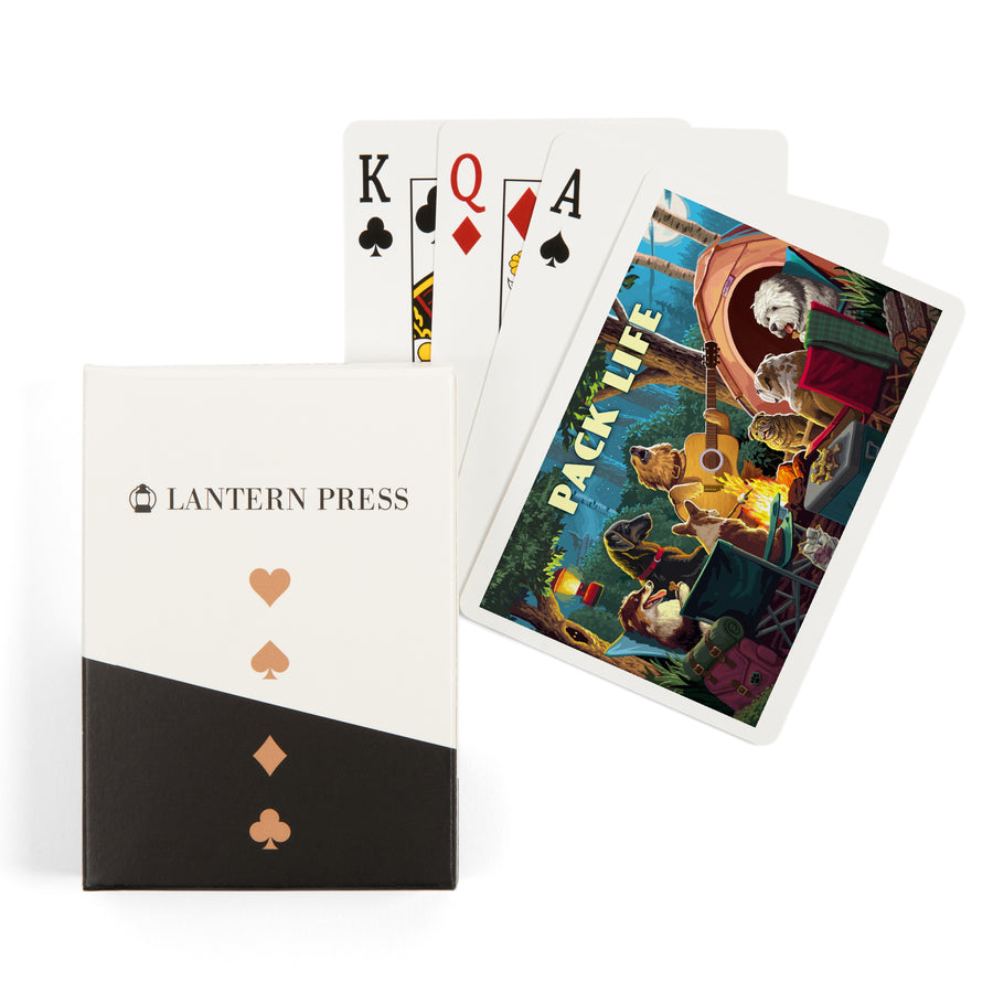 Playing Cards, Painterly, Pack Life, Dogs Around Campfire, Sentiment, 52 Card Deck with Jokers in Box, Unique Art Cards Lantern Press 