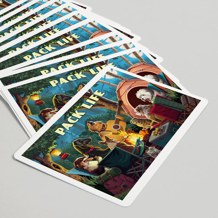 Playing Cards, Painterly, Pack Life, Dogs Around Campfire, Sentiment, 52 Card Deck with Jokers in Box, Unique Art Cards Lantern Press 