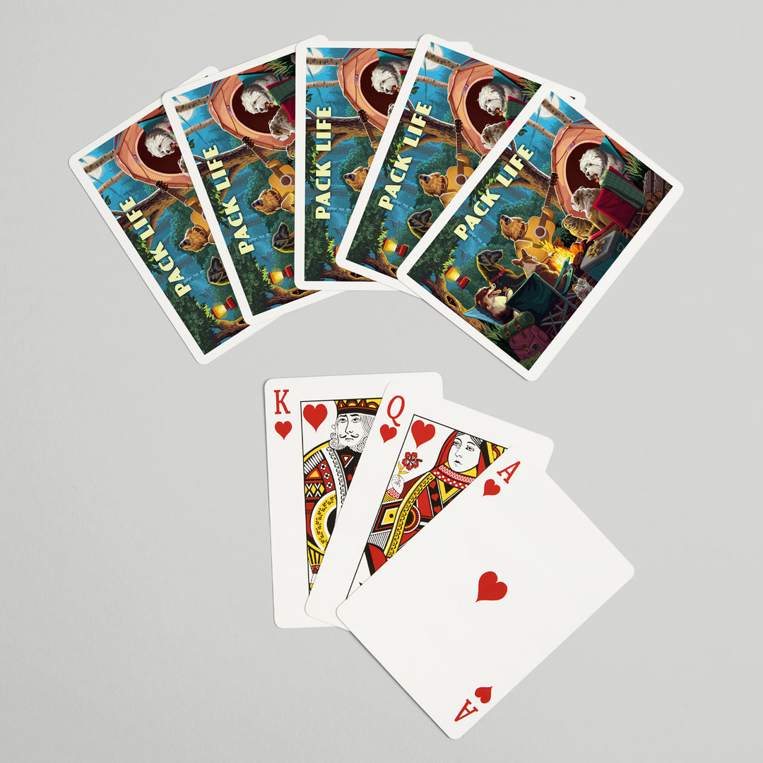 Playing Cards, Painterly, Pack Life, Dogs Around Campfire, Sentiment, 52 Card Deck with Jokers in Box, Unique Art Cards Lantern Press 