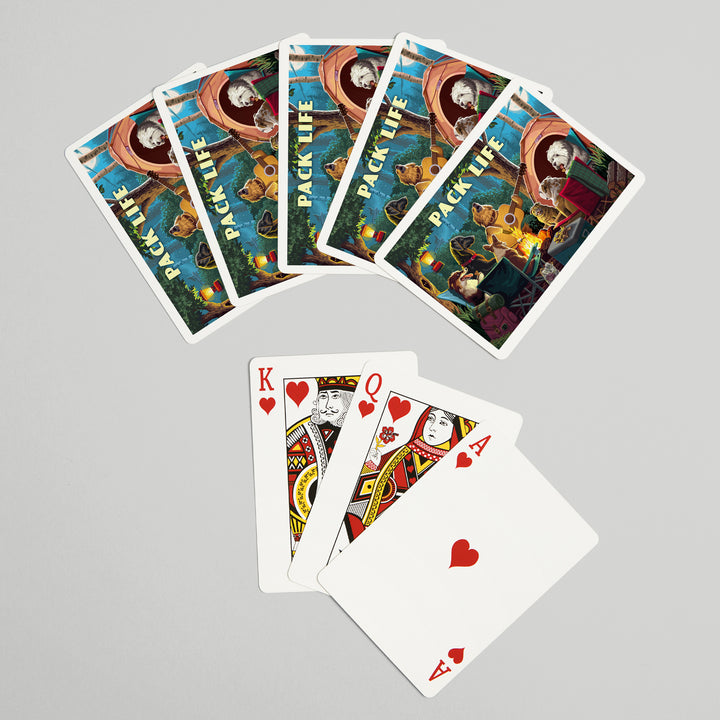 Playing Cards, Painterly, Pack Life, Dogs Around Campfire, Sentiment, 52 Card Deck with Jokers in Box, Unique Art Cards Lantern Press 