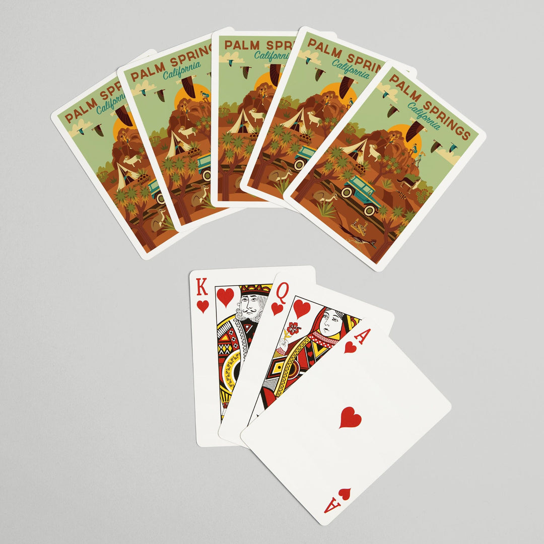 Playing Cards, Palm Springs, California, Geometric Series, 52 Card Deck with Jokers in Box, Unique Art Cards Lantern Press 
