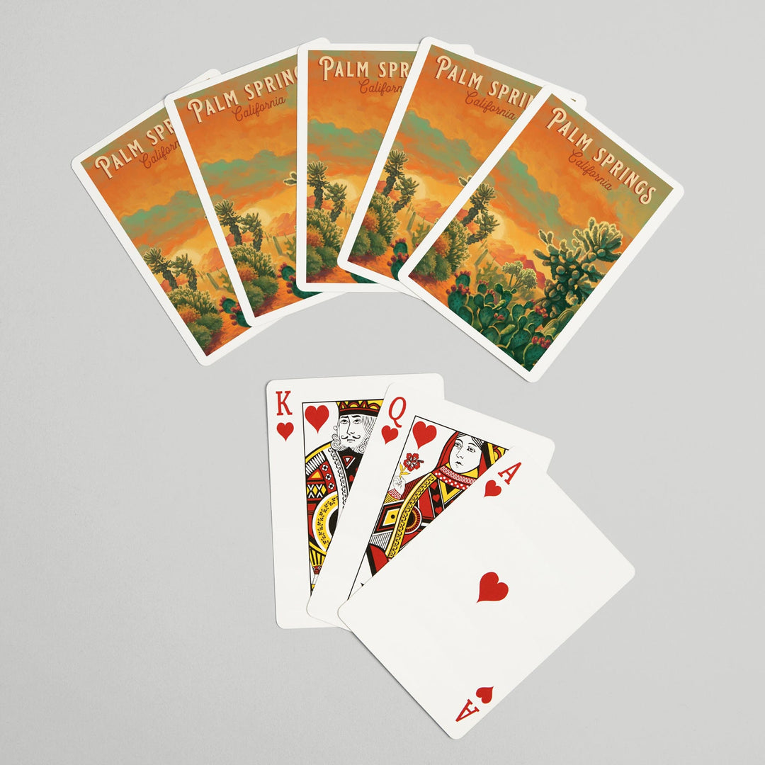 Playing Cards, Palm Springs, California, Oil Painting Series, Cholla Cactus, 52 Card Deck with Jokers in Box, Unique Art Cards Lantern Press 