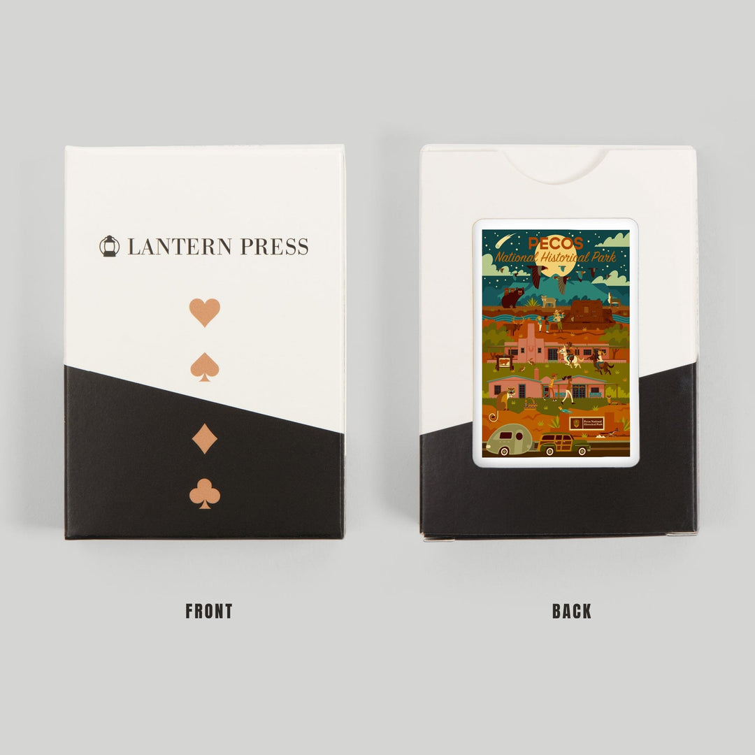 Playing Cards, Pecos National Historic Park, New Mexico, Night Scene, Geometric, 52 Card Deck with Jokers in Box, Unique Art Cards Lantern Press 