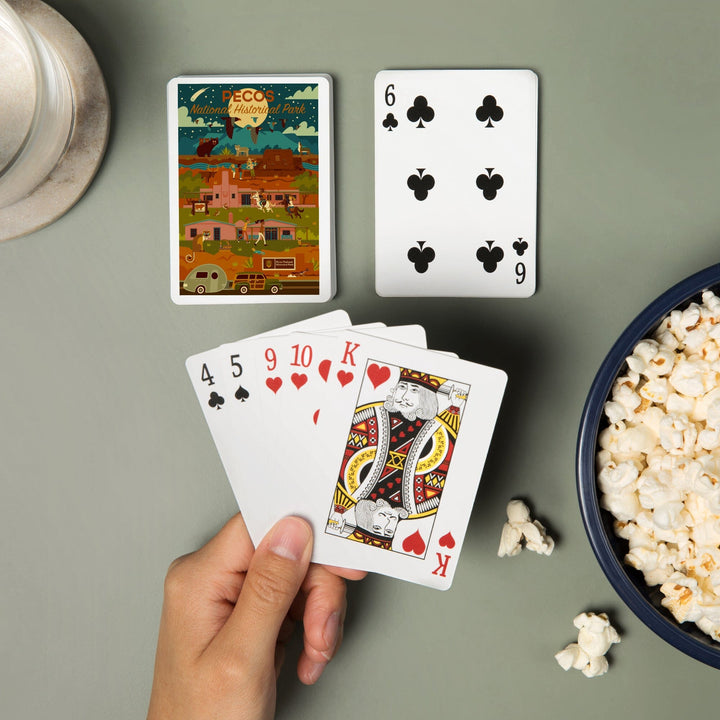 Playing Cards, Pecos National Historic Park, New Mexico, Night Scene, Geometric, 52 Card Deck with Jokers in Box, Unique Art Cards Lantern Press 