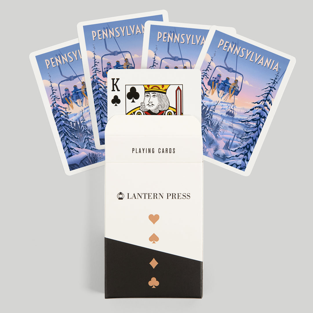 Playing Cards, Pennsylvania, Chill on the Uphill, Ski Lift, 52 Card Deck with Jokers in Box, Unique Art Cards Lantern Press 