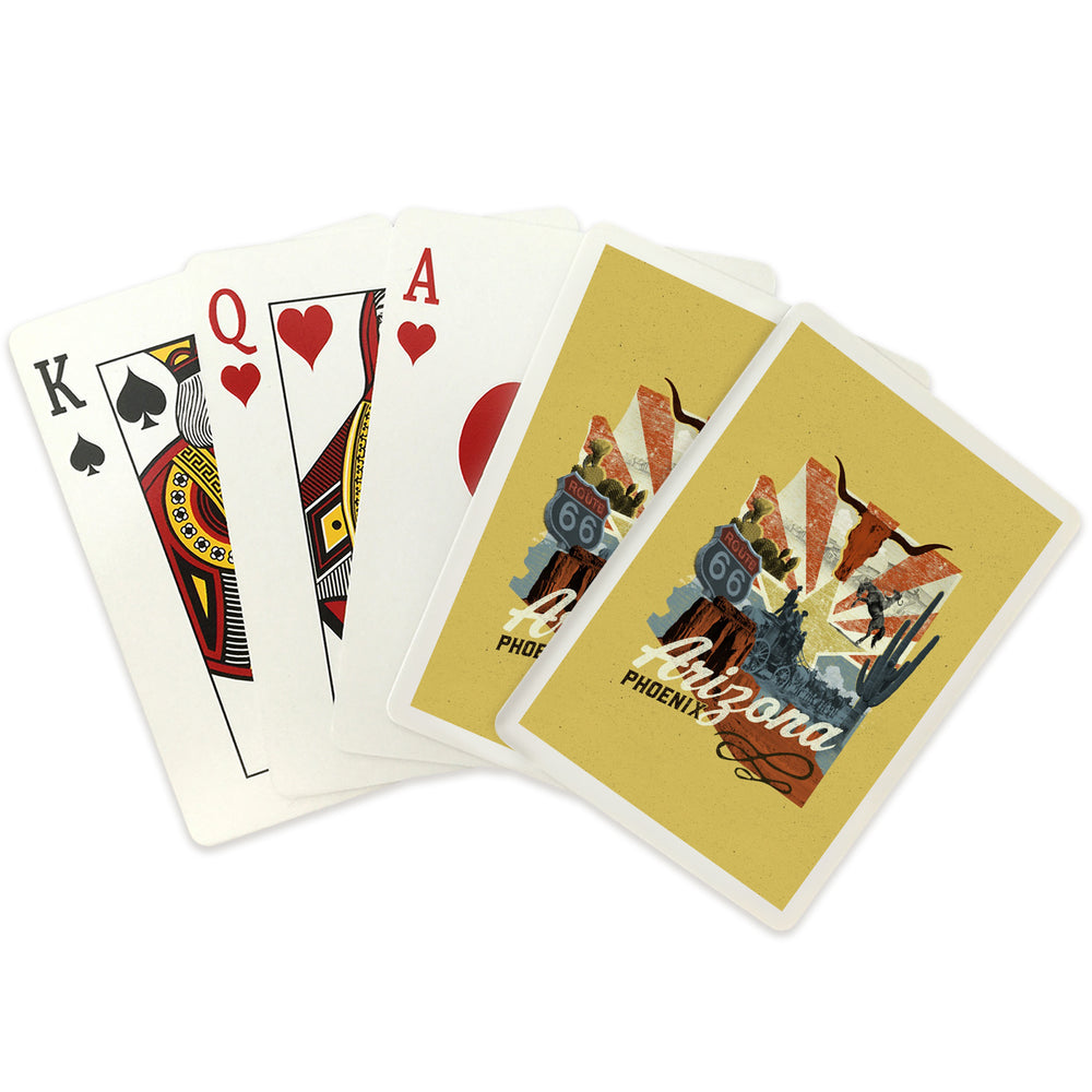 Playing Cards, Phoenix, Arizona, Photomontage, State Series, 52 Card Deck with Jokers in Box, Unique Art Cards Lantern Press 